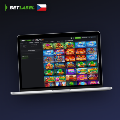 Betlabel Casino na PC v režimu celé obrazovky se sloty a kurzovním lístkem