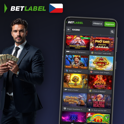 Betlabel Casino aplikace na smartphonu s rulou a sportovními kurzy v ruce